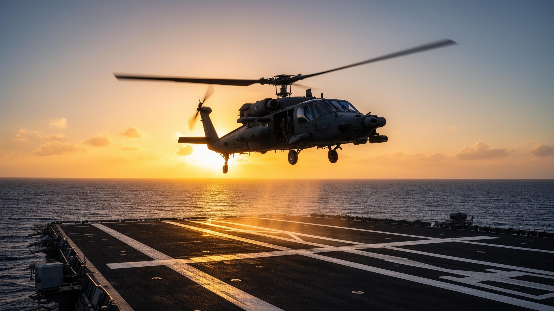 Helicopter at sunset